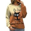 Funny Cartoon Cat Sweatshirts I'm Fine 3D Print Hoodies Women Long Sleeve Y2k Hoodie Oversized Pullovers Female Tops Clothing