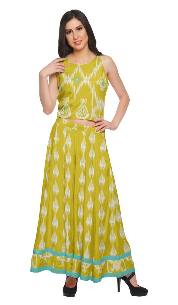 Moomaya Crop Top And Palazzo Set For Girls Printed Santoon Womens Clothing