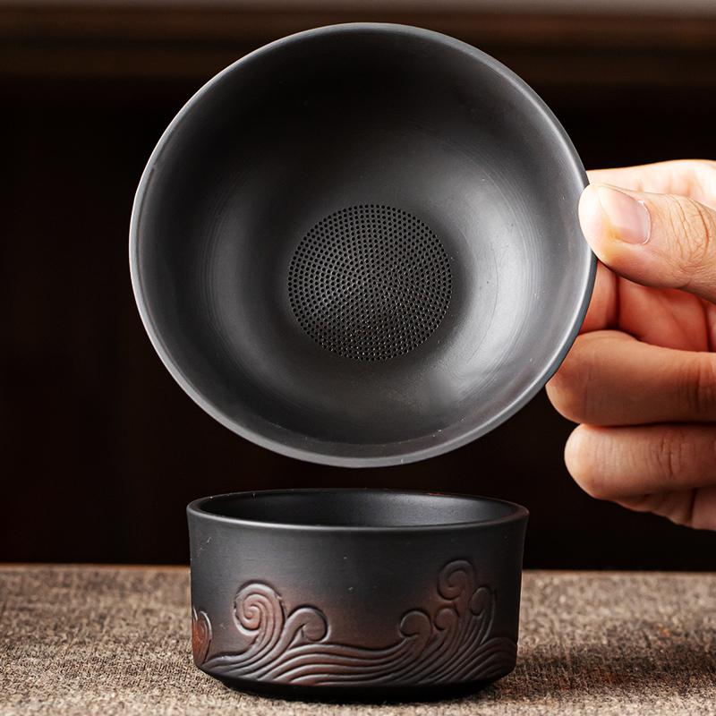 Длинная ручная работа фиолетовая керамика Цзяньшуй набор фильтров для чая бытовой сепаратор для чая заварник ситечко для чая чайник украшения для чая