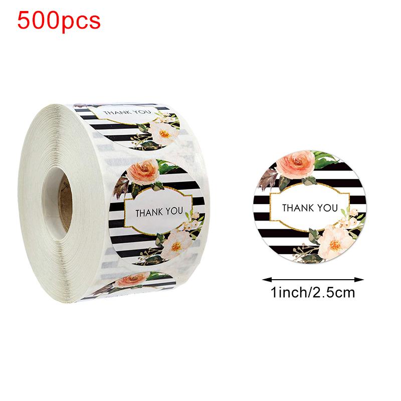500 шт. Наклейки «Спасибо» для этикеток с печатью, круглые цветочные многоцветные этикетки, наклейки ручной работы, канцелярские наклейки