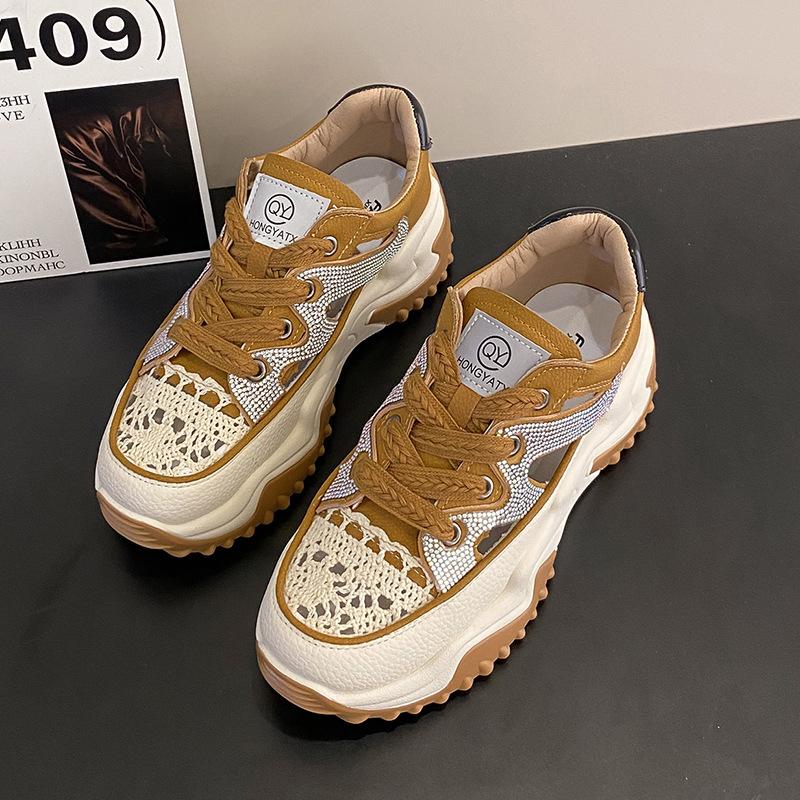 Модные туфли для папы с высокой посадкой 2024 года, летние спортивные сандалии с толстой подошвой, повседневные универсальные роскошные женские туфли на платформе