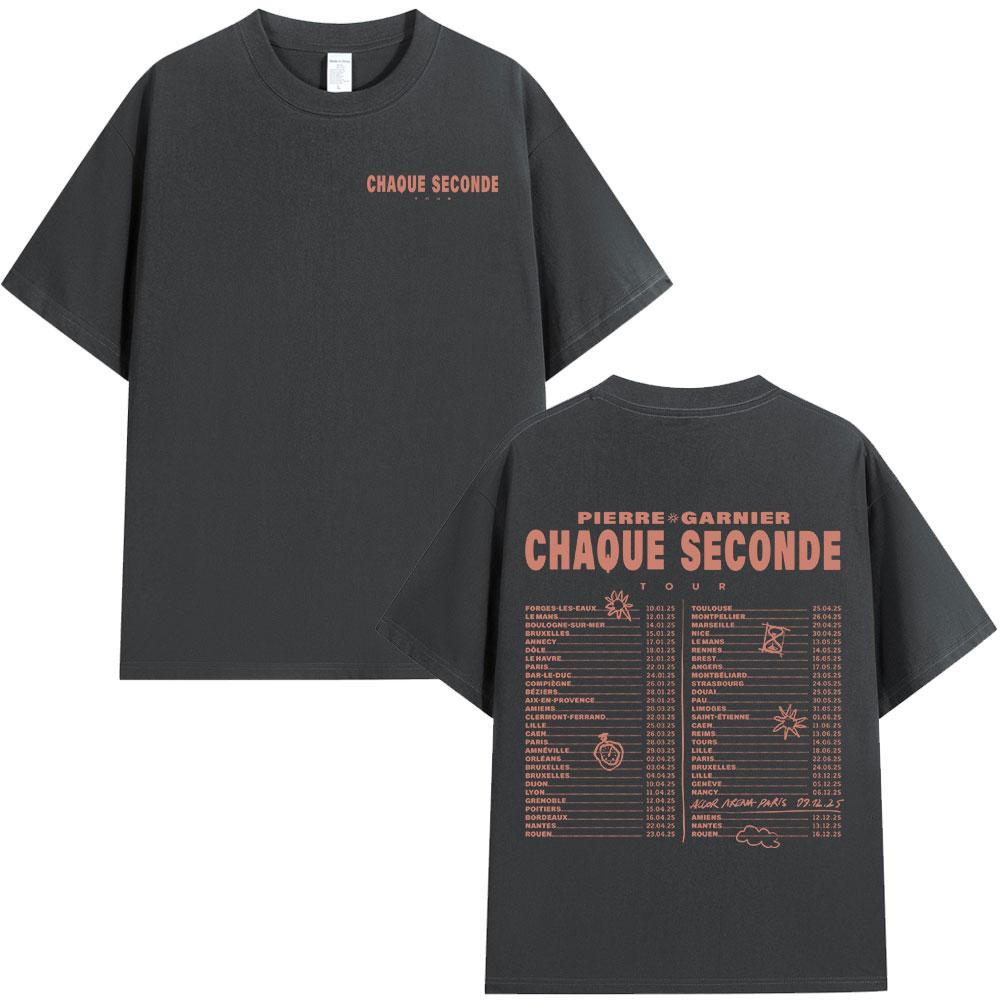 Pierre Garnier Chaque Seconde Tour Merch Tshirts Hip Hop Fashion Tshirt Women Unisexs Clothing Cotton Casual Tee Shirt Oversized