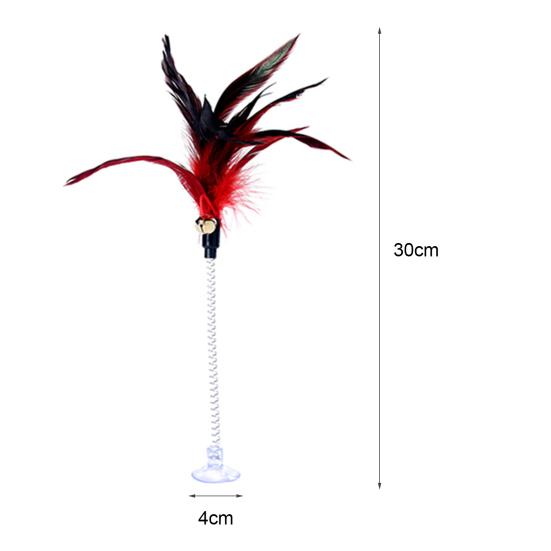Funny Pet Cat Feather Bell Spring Suction Cup Elastic Playing Interactive Toy