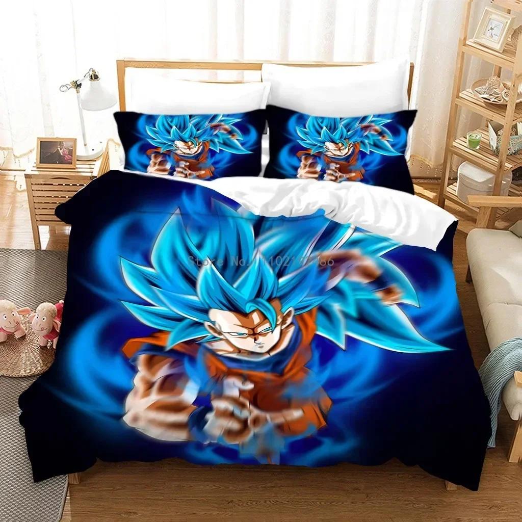 3D Печать Аниме Dragon Ball Super Saiyan Сын Гоку Пододеяльник Комплект Постельного Белья Наволочка Двуспальный Для Детской Постели Покрывало