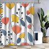 1pc Boldly colored floral shower curtain, made of polyester, machine washable, with hooks, suitable for bathroom décor.