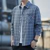 Oversized Shirt Loose and Fashionable Plaid Shirt Thin Long Sleeved Shirt for Men