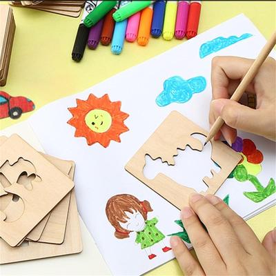 Горячие детские игрушки для рисования, развивающие игрушки для малышей, деревянные трафареты для рисования своими руками, головоломки, развивающие игрушки