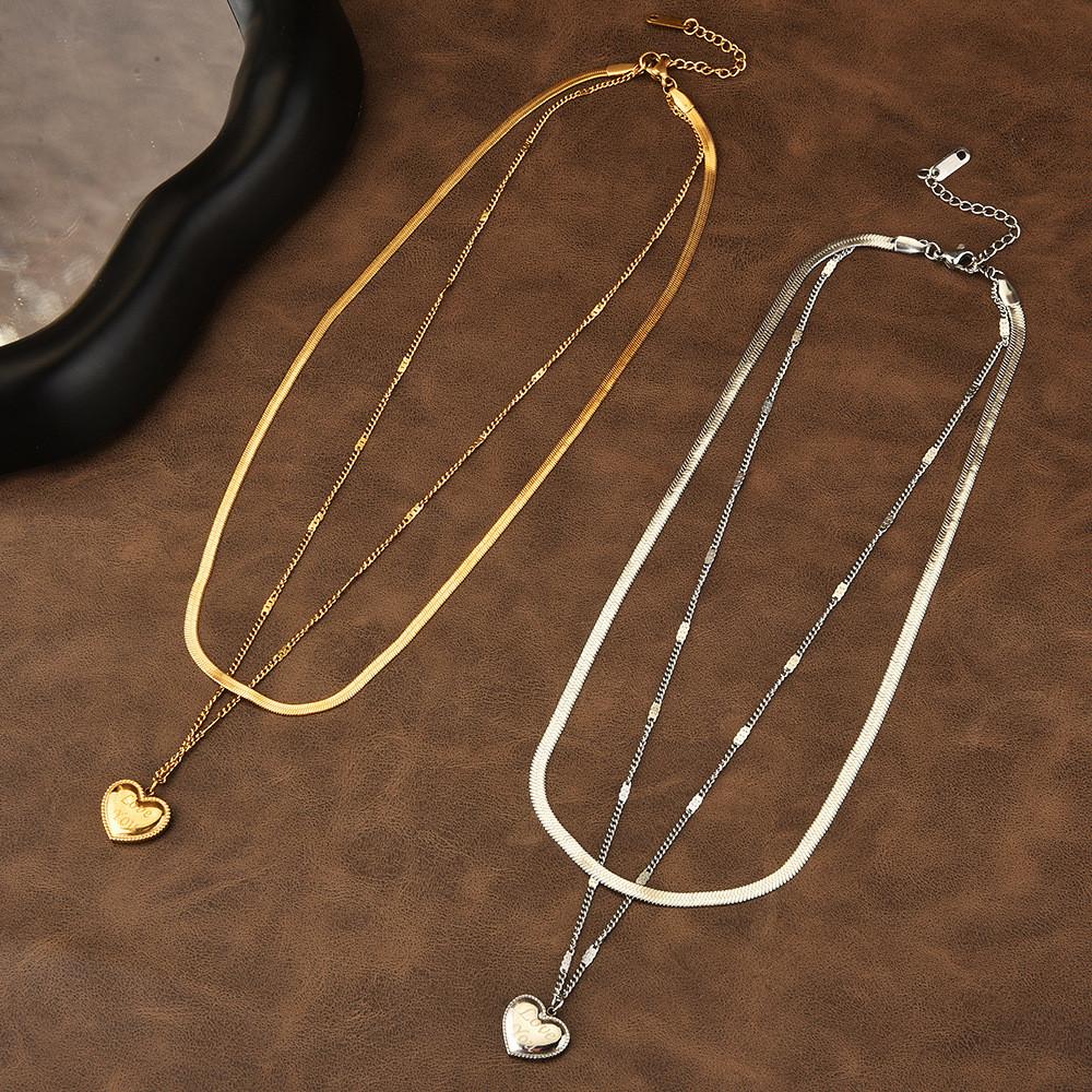 Shaped Heart Beautiful Titanium Steel Necklace For Trendy Women With Adjustable Length Options