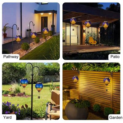 A23I-1 шт. Фонарь на солнечной батарее в виде воздушного шара с мерцающим пламенем, водонепроницаемый, акрил+металл для сада, двора, патио