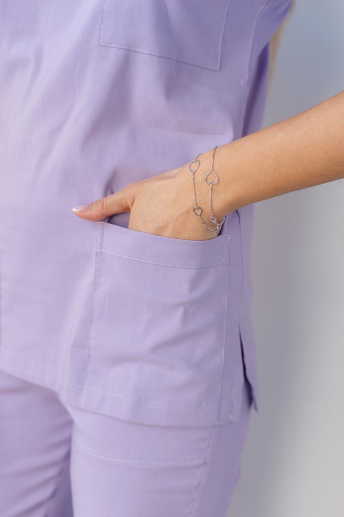 Набор из двух предметов, медицинские скрабы, унисекс, комплект униформы для врачей и медсестер, медицинская форма, хирургический костюм, топы + брюки, с v-образным вырезом, с короткими рукавами, тонкая ткань Tericoton