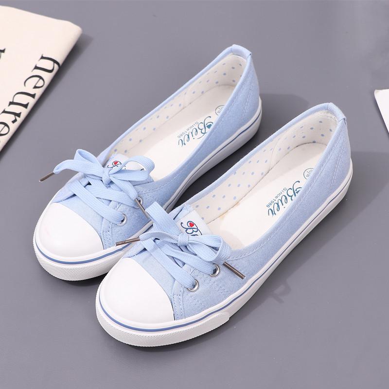 Women's Canvas White Shallow Cut Summer Flat Sport Casual Ladies Soft Shoes Sneakers Zapatillas Deporte Flat Vulcanize Shoes