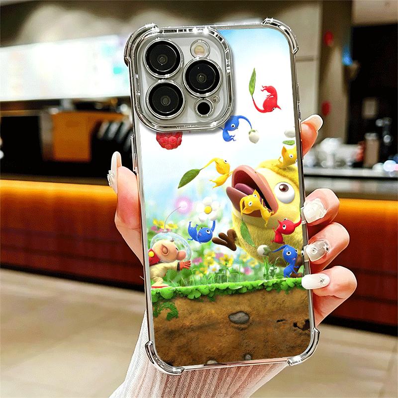 P-Pikmins Cute Game Soft Phone Case For iPhone 15 16 17 Air 14 Pro Max 16E Plus 13 12 Mini Plating Anti-Fall Fundas