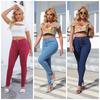 2026 New High-Waisted Hip-Hugging American Style Women's Plus Size Stretch Skinny Washed Jeans