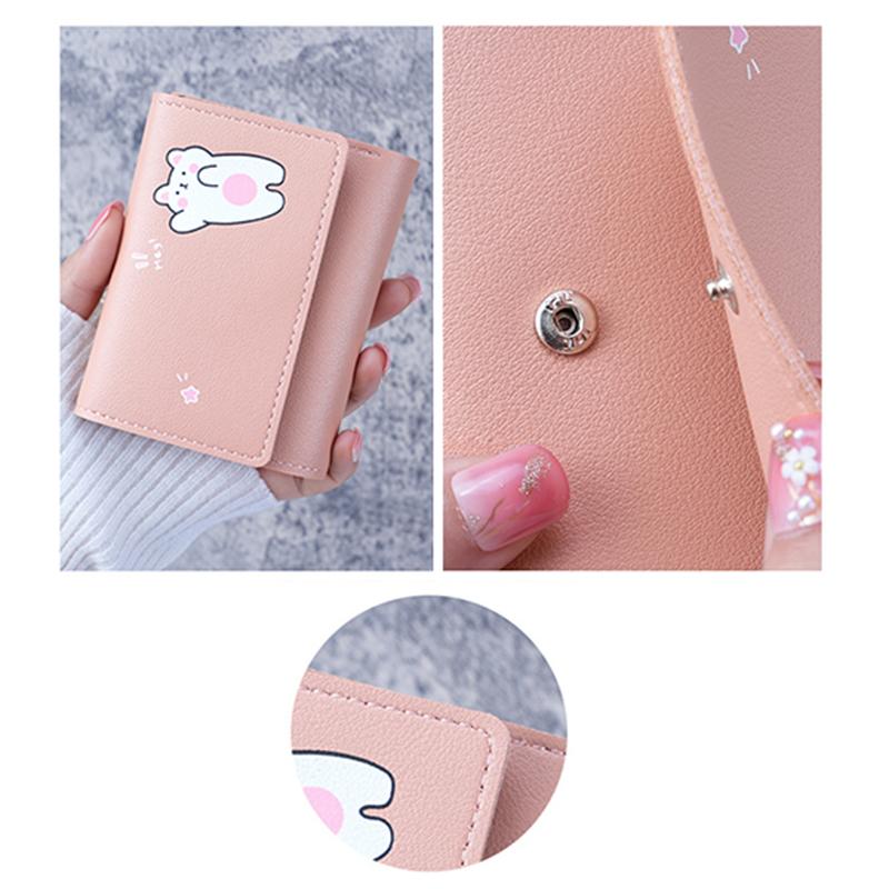 Women Short Cute Small Wallets Student Triple Fold Card Holder Girl Id Bag Card Holder Coin Purse Ladies Wallets Cartoon Bags