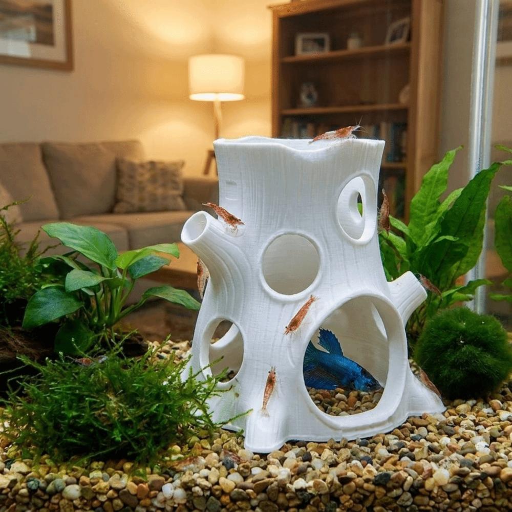 Multi-Hole Aquarium Hideaway Realistic Tree Stump Fish Shrimp Shelter Fish Tank