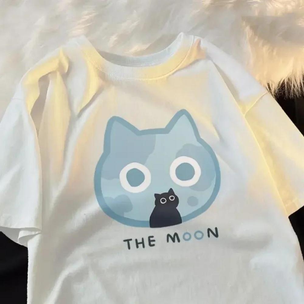 Tees Summer Kawaii Tshirt Japanese Cartoon Cute Cat Short Sleeved Tshirt Pet Graphic Blouse Streetwear Clothes