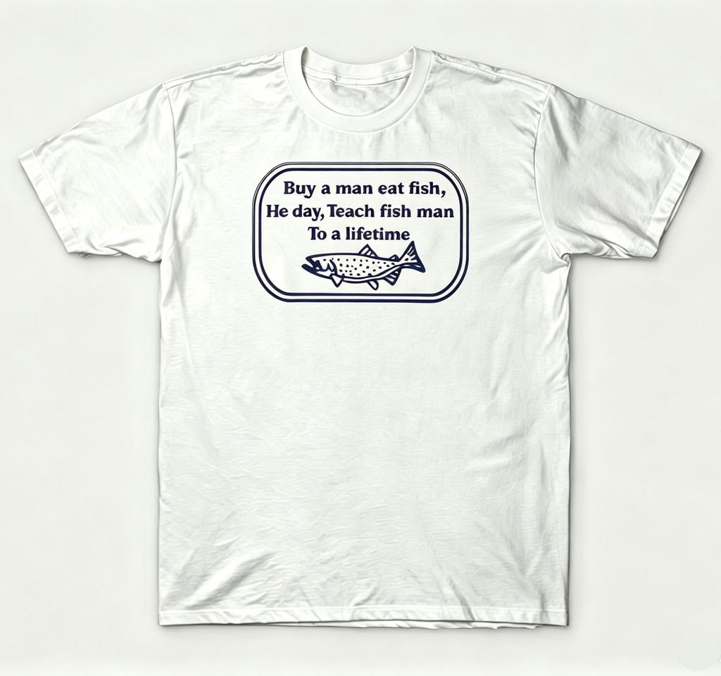 Buy A Man Eat Fish Teach Him For Lifetime Funny Unisex Graphic T-Shirt