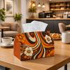 1pc Retro 1970s Vintage Tissue Box, Floral Abstract Orange Brown Perfect for Outdoor Gatherings, Daily Desktop Use, And Suitable for Bedrooms, Living 