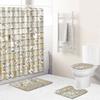 Home Waterproof Print Shower Curtain 4 Piece Carpet Cover Toilet Cover Bath Mat Pad Set Bathroom Curtain Bathroom Decoration