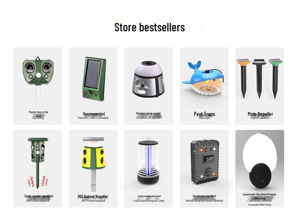 Solar-Powered Outdoor Rodent & Snake Repeller with Beeping Sound - Waterproof, Ground-Inserted Design