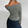 Женские рубашки с длинным рукавом, модные модели с открытыми плечами, укороченные топы, многослойные, облегающие топы