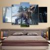Canvas Print Forest Landscape Picture 5 Pieces Wall Art Modular Dinosaurs Painting Modern Living Room Home Decor Draw No Frame