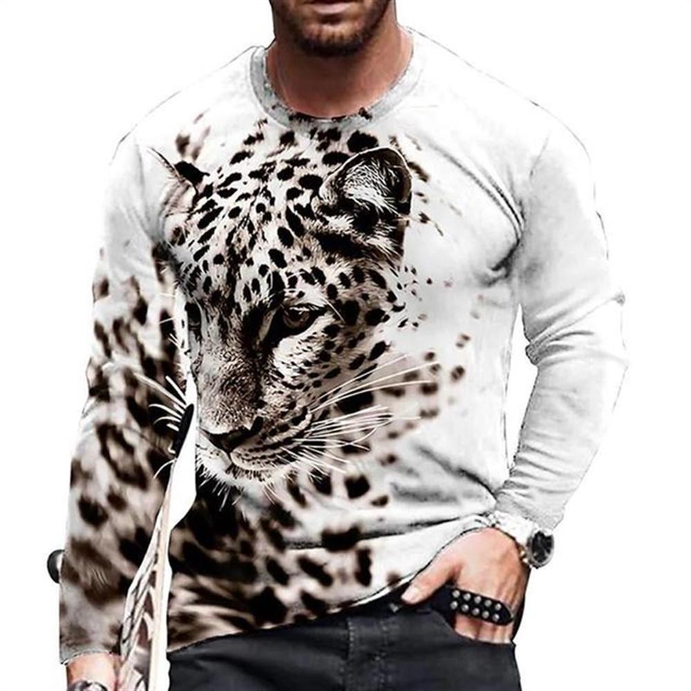 Retro Men's Long Sleeve T-shirt Animal Print Shirt Animal Pattern Clothing Street Apparel Sleeve
