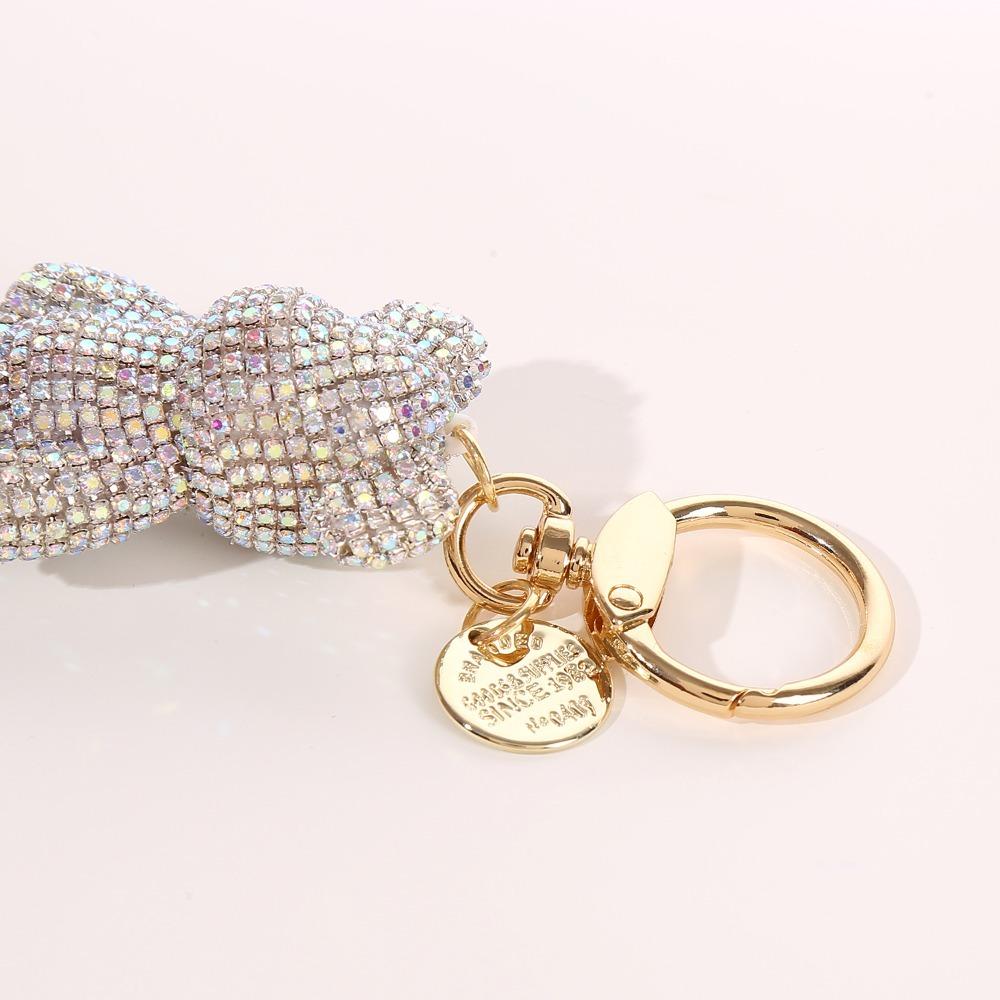 Ручная работа Мультяшный брелок с медведем из страз Металлический подвес-медведь для сумки Украшения Животное Брелок для ключей от машины Подарок