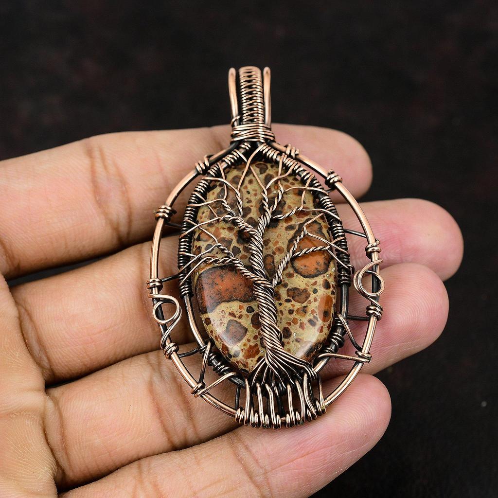 Tree Of Life Asteroid Jasper Copper Pendant Copper Wire Wrapped Jewelry Asteroid Jasper Gemstone Unique Jewelry Gift For Mother Gift For Her