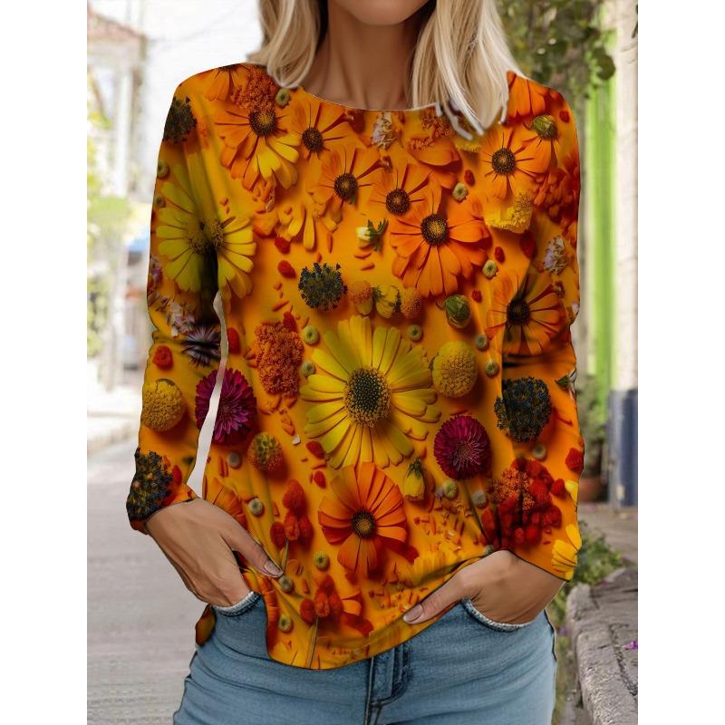 Модная женская футболка с длинным рукавом с цветочным узором, толстовка для девочек в стиле Харадзюку, одежда для взрослых с 3D-принтом в виде бабочки, женские топы, футболки