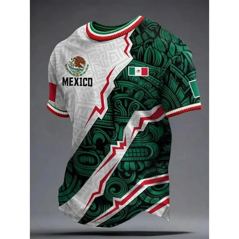 New Men Mexico National Soccer Jersey 3D  Print Quick Dry Football T Shirt  Sports Training Tee for Fan Match Daily Wear