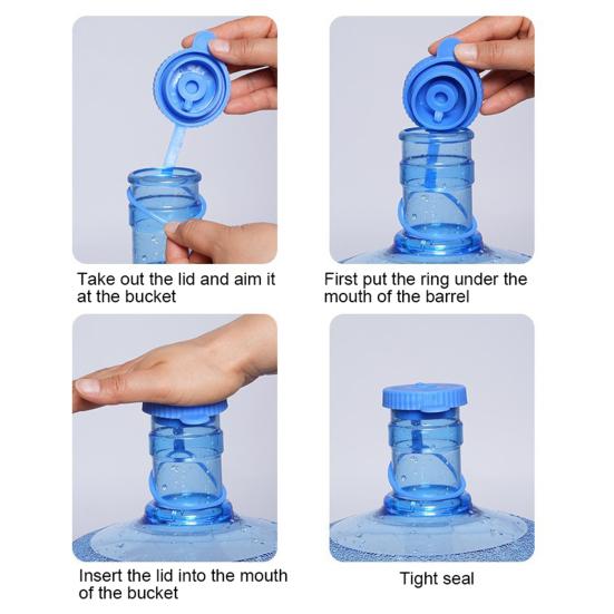 2Pcs 5 Gallon Water Jug Silicone Lid Food-Grade Bucket Cover BPA-Free Sealed Bucket Cap Easy Install Leak-Proof Replacement Cap