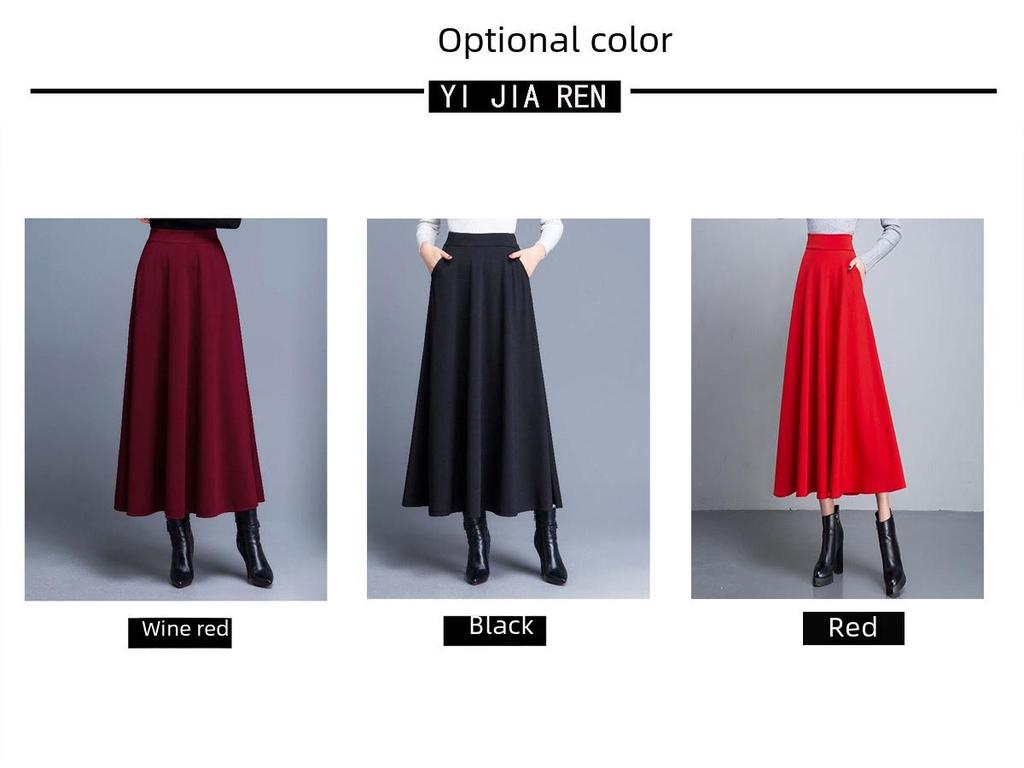 2023 Women's A-Line High Waist Plus Size Solid Color Square Dance Skirt, Half-Length Big Swing, Four Seasons Skirt
