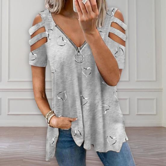 Женский топ с V-образным вырезом и застежкой-молнией с глубоким вырезом и короткими рукавами, подходящие брюки