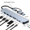 8 In 1 USB C Hub Multiport Adapter with TF SD Card Reader for Laptop PC MacBook Type C Dongle