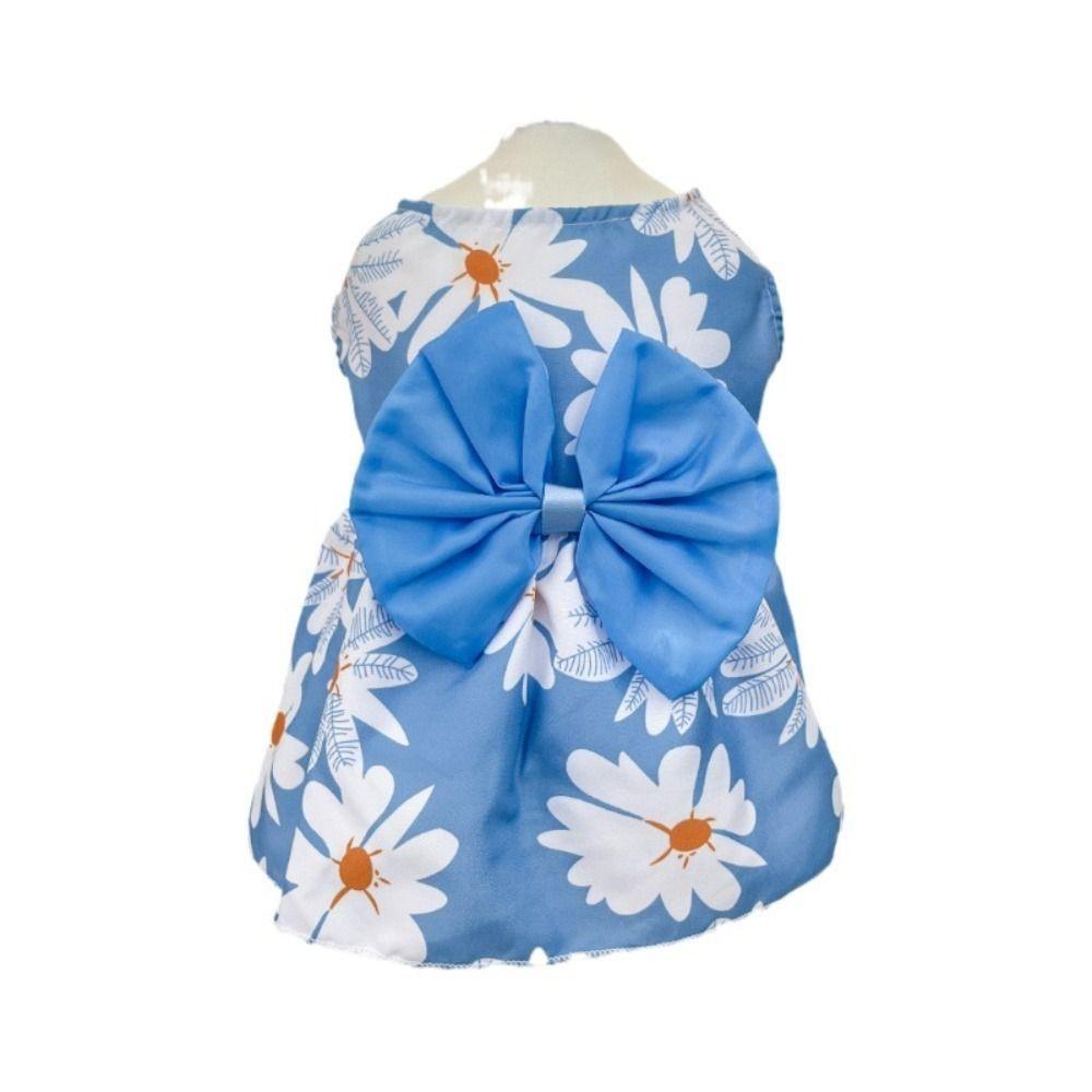 Cute Cat Dog Dress Floral Printed Pet Skirt Cat Costume Puppy Princess Skirt  Poodle