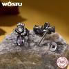 WOSTU 925 Sterling Silver Black Rose Stud Earrings for Women Mystic Topaz Flower Earrings with CZ Vintage Gothic Jewelry Gift