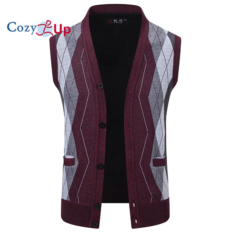 Cozy Up Mens Argyle Sweater Vests V Neck Sleeveless Cardigan Vest Knitwear