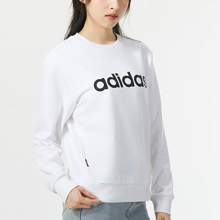 adidas Повседневная толстовка с круглым вырезом и длинным рукавом с принтом букв, женская толстовка белого цвета JJ0426