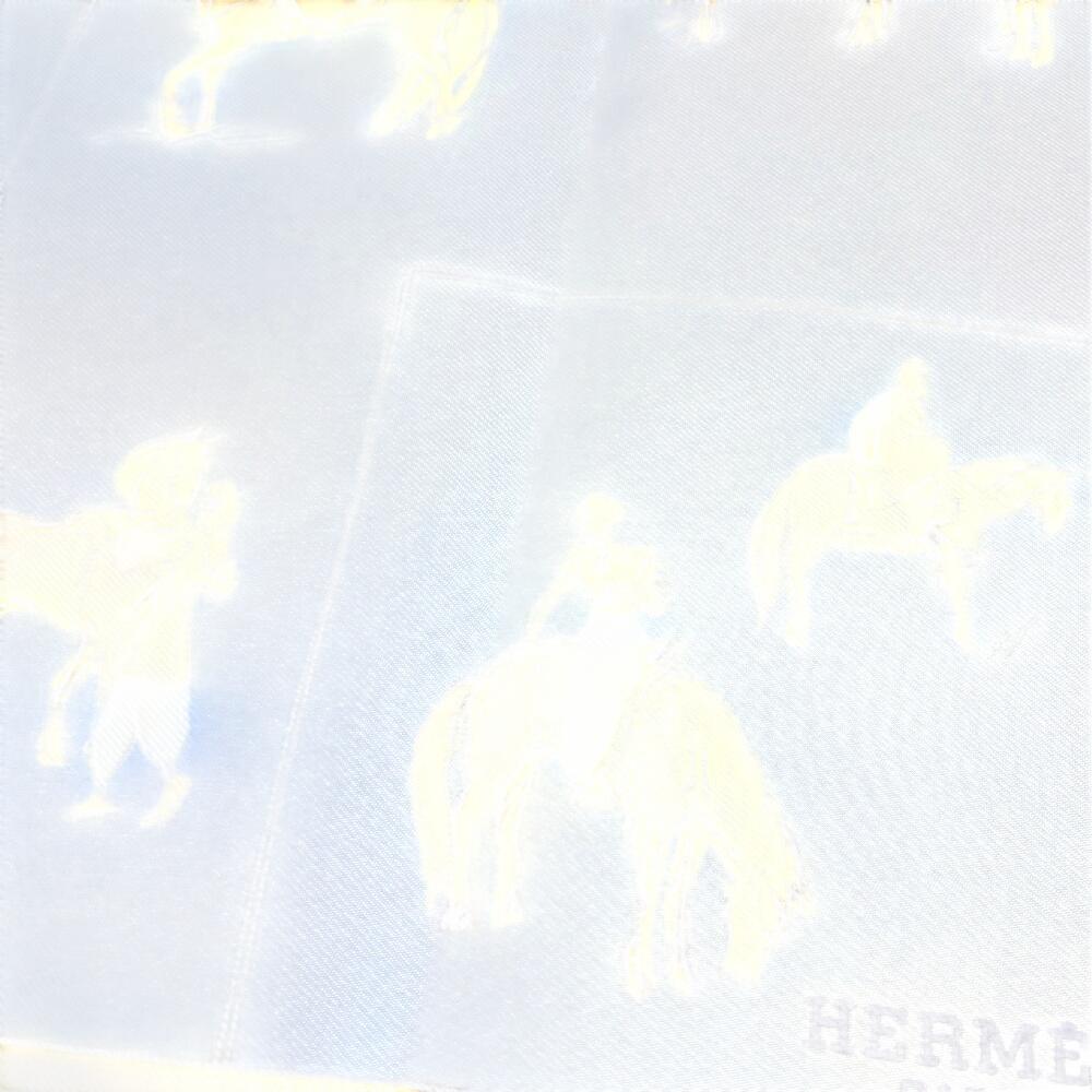 Hermes Шелковый платок-каре 45 см, синий шелк, женский, б/у, Journey to Niger Silk silk Carre 45