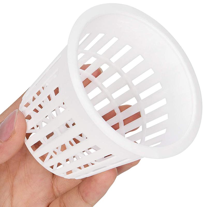 J1UL1N 3 Inch Net Cup Hydroponic Tank, 50Pack Hydroponic Planting Basket, Used For Hydroponics, Slotted Mesh, Black And White