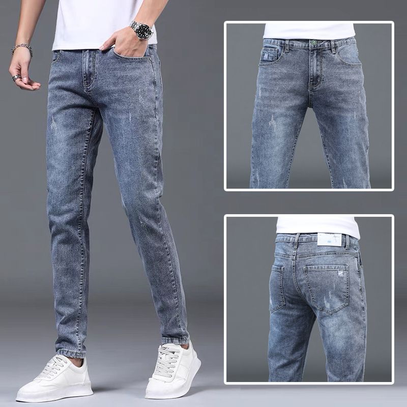 New Arrivals Jeans Men Quality Brand Business Casual Male Denim Pants Straight Slim Fit Dark Blue Men Plus Size