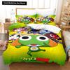 3D Kawaii Cartoons Bed Sheet Keroro Frog Bedding Set Single Twin Full Queen King Size Bed Set Adult Kid Bedroom Duvet Cover Sets