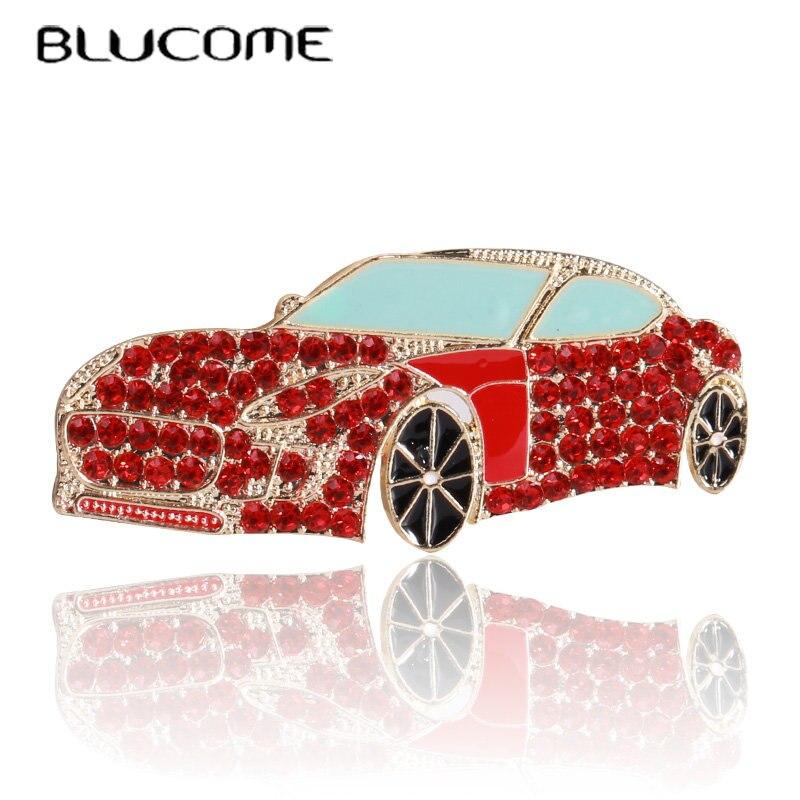 Blucome Красный автомобиль броши воротник костюм булавки на лацкан полные стразы свадебные булавки для корсажа ювелирные изделия зажим для девочек