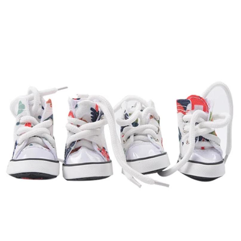 4 шт. Милые износостойкие холщовые туфли для собак, Модные нескользящие джинсовые ботинки для питомцев, Повседневная обувь, Спортивные кроссовки для щенков, Для улицы