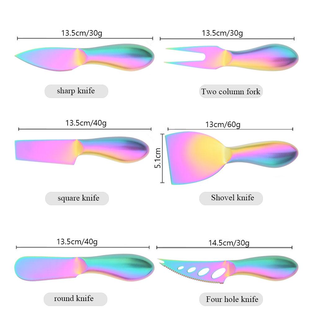 Матовые радужные столовые приборы, винтажный стиль, нож для сыра, инструменты для выпечки, 1 шт., вилка для сыра из нержавеющей стали, нож, столовые приборы, кухонные гаджеты