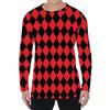 Simple Argyle Pattern Men's T-shirts Fashion Casual 3D Printed Long Sleeve T-shirts Loose Round Neck Streetwear Pullovers