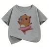 Kawaii Dacing Capybara Design T Shirts Manga Kids Childrens Tshirt Short Sleeve Boys Girls Summer Spring Casual Top Tee Shirt