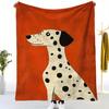 1pc Dalmatian Dog Print Flannel Blanket - Plush All-Season Soft Bedspread, Black & White Spotted Puppy Bed Cover with Red
