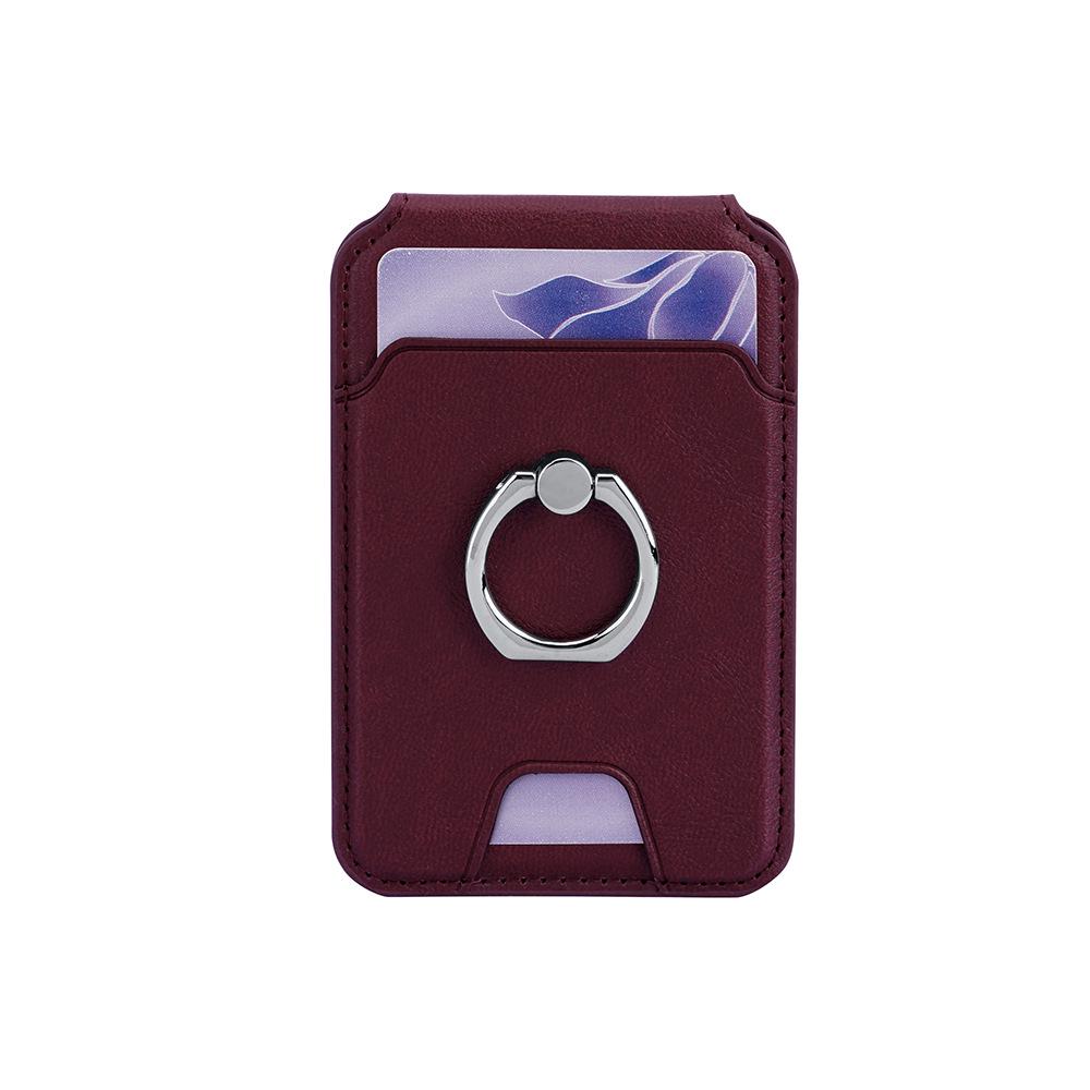 Совместимый кожаный держатель для карт и подставка для телефона Apple MagSafe с местом для ID и кольцом для пальца.